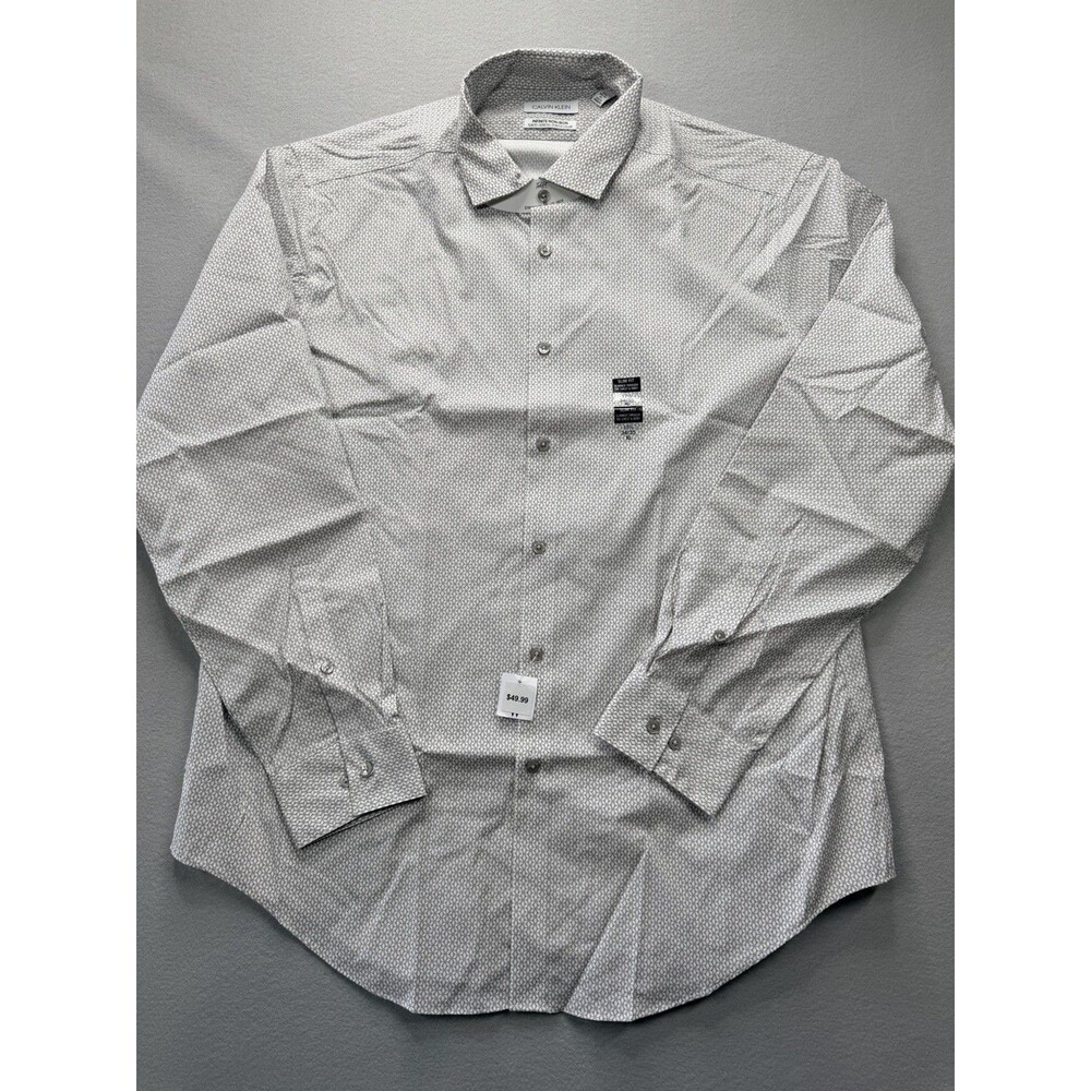 Calvin Klein Slim Fit Dress Shirt 17.5 34/35 XL Stretch Non Iron NWT